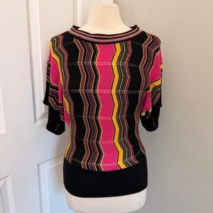 MULTICOLOR WET PAINT STRIPED KNIT TOP